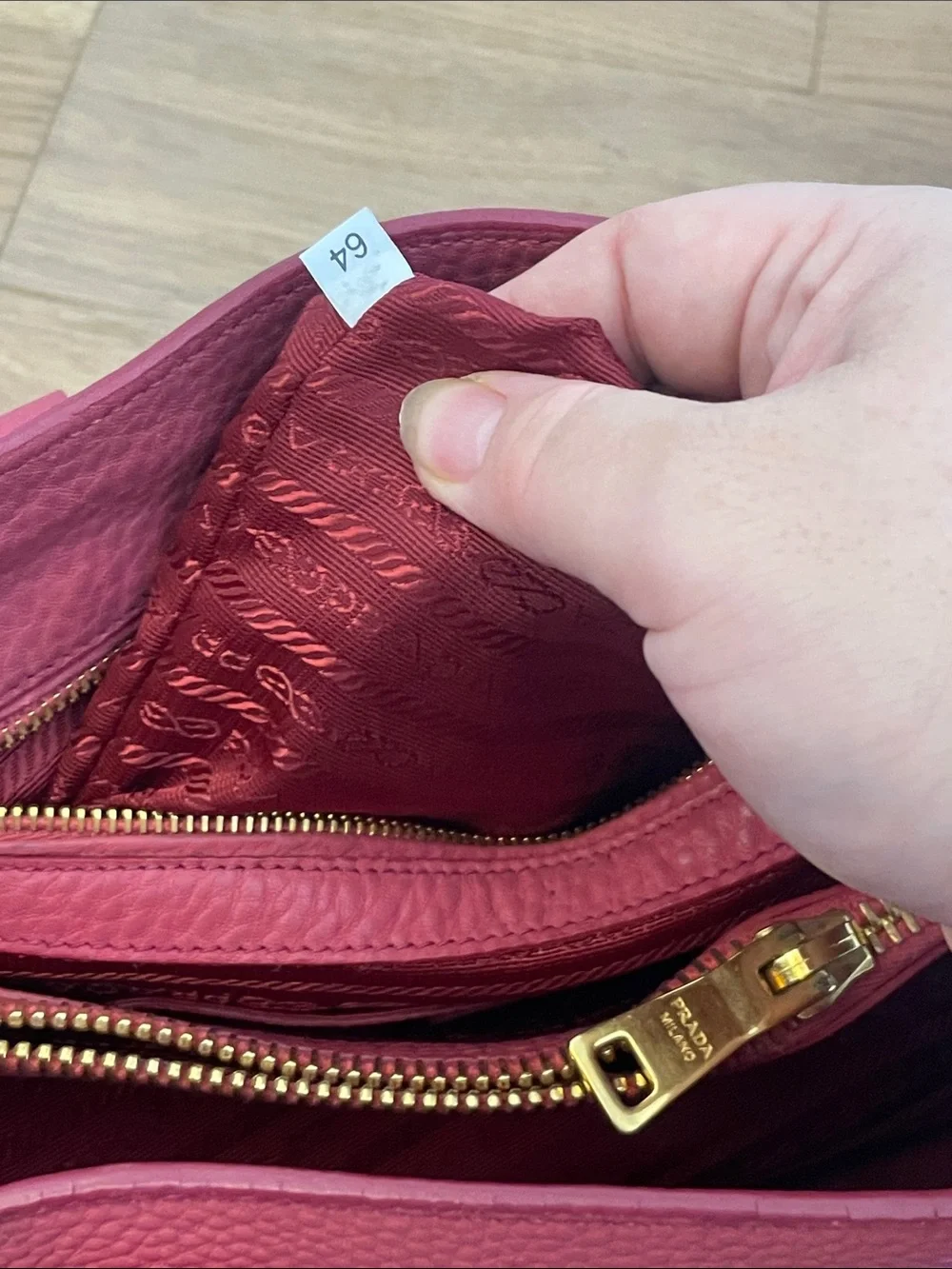 Prada Peonia Pink Vitello Daino Leather Tote Satchel Gold Hardware Shoulder Bag